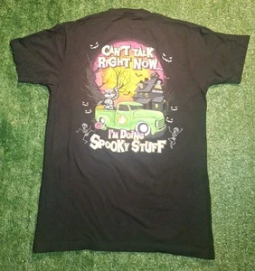 Camicia Bucee's Adulto Taglia Media Nera Halloween Spooky Glow Scheletro Castoro - Foto 1 di 8