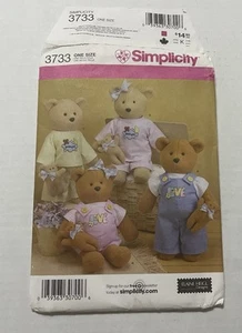 Simplicity Sewing Pattern 3733 Two Piece Bear And Clothing Uncut Stuffed Animal - Picture 1 of 3