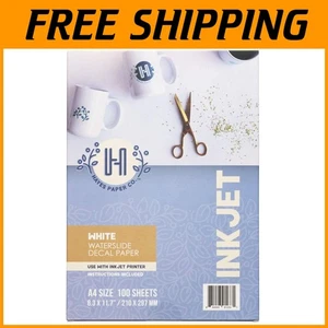 Bright White Waterslide Paper for Inkjet Printers 100 Pack - Picture 1 of 11