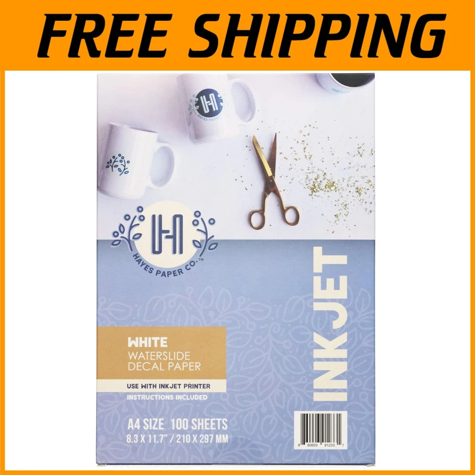 Bright White Waterslide Paper for Inkjet Printers 100 Pack - Image 1 of 4