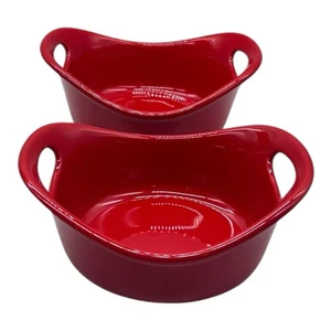 Juego de 2 cazuela pequeña roja Rachel Ray para servir con asas 12 OZ G014 - Imagen 1 de 10