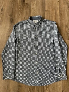 Camisa Original Penguin Para Hombre Grande Estampado Gris y Blanco Manga Larga Con Botones - Imagen 1 de 10