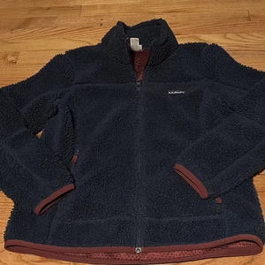 Vintage Ll Bean blu navy e bordeaux pile zip media - Foto 1 di 3