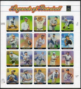 Full Sheet Pane 2000 Legends of Baseball #3408 20 33 Cent US Stamps - Picture 1 of 1