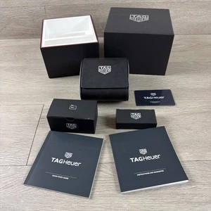 Caja de exhibición de reloj de lujo vacía TAG Heuer cable USB manual tela de tarjeta genuina - Imagen 1 de 17