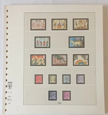 LINDNER GRANDE GRÃ-BRETANHA 1981-87 ILUSTRADO E SEM DOBRADIÇAS 18 PÁGINAS DE ÁLBUM DE SELOS DE ANEL - Imagem 1 de 4
