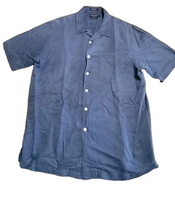 Daniel Cremieux Classics Mens L Silk Linen Button Up Shirt Short Sleeve - Image 1 of 2