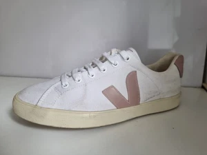 VEJA DESIGNER UK 6 EU 39 DAMENSCHUHE SNEAKER WEISS ROSA CANVAS FLACH SCHNÜRSCHUHE - Bild 1 von 17