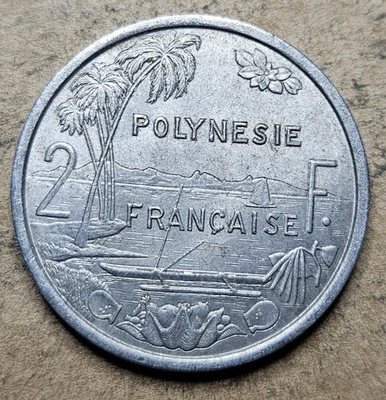 1975 French Polynesia 2 Two Francs - Aluminum Coin - KM# 10 - World Coin - Image 1 of 2