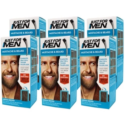 6 Pack Just For Men Mustache And Beard Brush In Color Gel Medium Brown 1 Each - Image 1 of 4