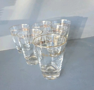 Juego de 6 rollos de cristalería corona dorada de por vida vintage  Foto 1 de 4