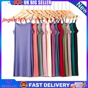 Women's Camisole Cotton Summer Under Dress Petticoat Underskirt Chemise Nightie - Picture 1 of 31