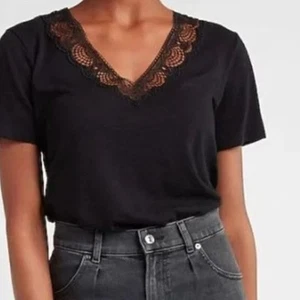NWT, Express • Lace Trim Short Sleeve Shirt, Size XS - Picture 1 of 1