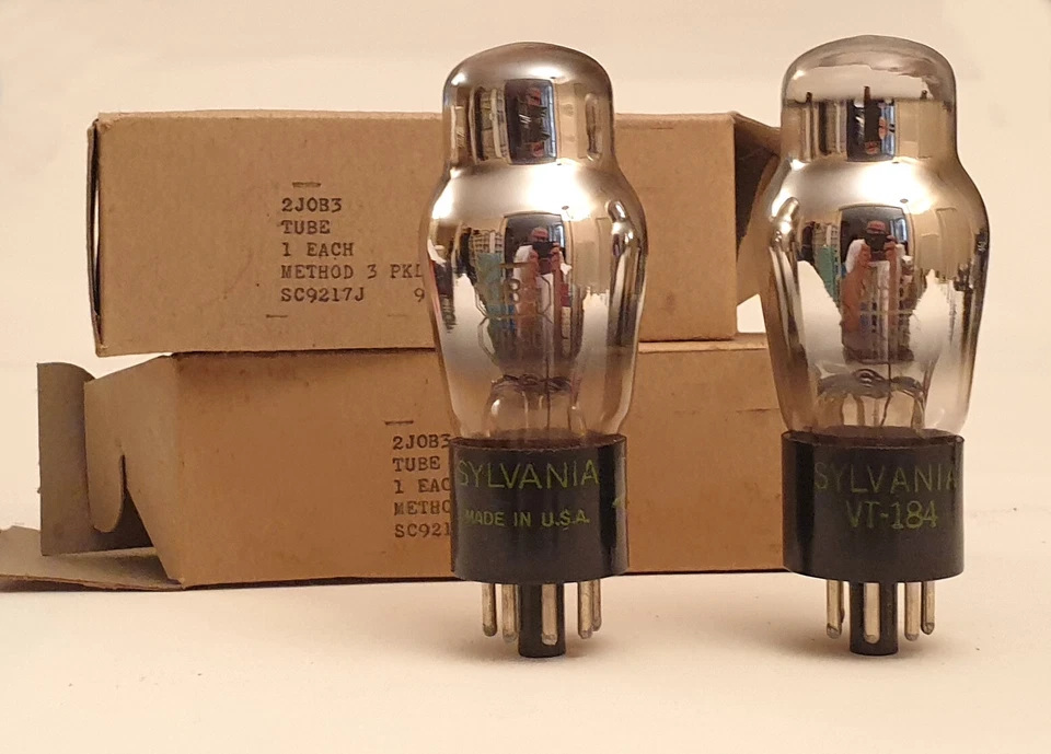 2 TUBES MILITAIRES, VT-184 = 0B-3 = 0B3 = VR-90 SYLVANIA neufs dans leurs boites