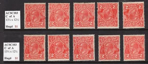 KGV Red Australia CofA WMK Mint Hinged Lot - Picture 1 of 1