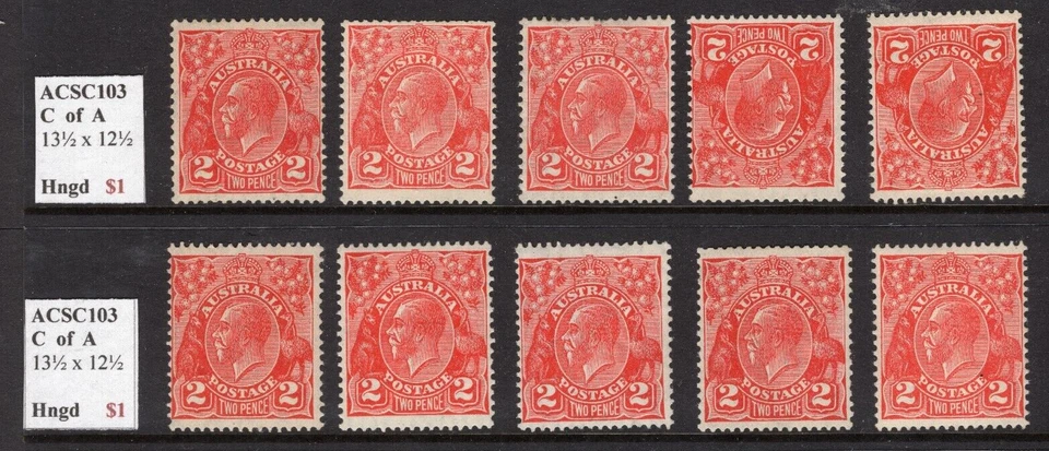 KGV Red Australia CofA WMK Mint Hinged Lot - Image 1 of 1