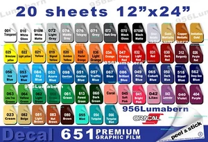 20 sheets 12"x24" Adhesive Backed Vinyl for Craft & Sign Cutters,outdoor Quality - Picture 1 of 1
