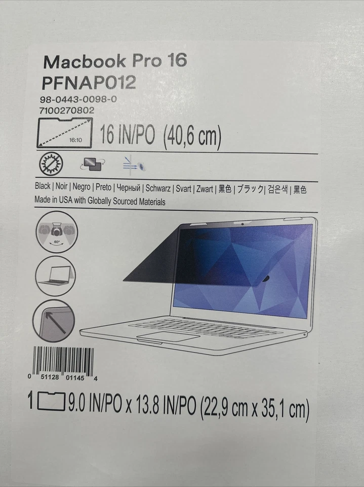 3M&trade; Privacy Filter for Apple® MacBook Pro® 16 2021, PFNAP012 - Image 1 of 1
