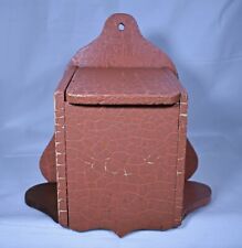 vintage hanging salt box, candle box, spice old PINK crackle paint bell-shaped