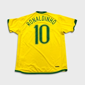 Camiseta de fútbol vintage 2006 Nike Ronaldinho Team Brasil hombre grande amarilla Copa FIFA - Imagen 1 de 13