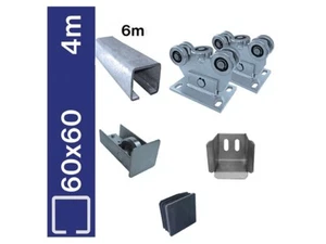 Bodenführung-Set  60x60mm Verzinkt Bausatz Laufwerk freitragend L- 4m Schiebetor - Picture 1 of 3