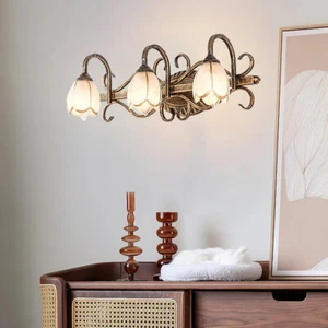 Kichler Lighting Vintage 3-light Bathroom Vanity Light Flower Glass Shade Sconce - Picture 1 of 5