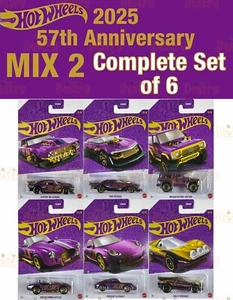 Hot Wheels 2025 Pearl & Chrome 57th Anniversary - Complete Set of 6 - MIX 2 - - Picture 1 of 13
