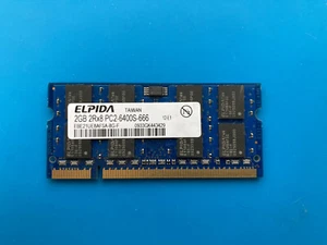 Elpida 2GB 2Rx8 PC2-6400S-666 EBE21UE8AFSA-8G-F RAM 800MHz Laptop Memory Taiwan - Picture 1 of 3