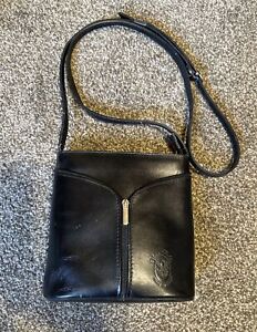 Vera Pelle Black Italian Leather Small Bucket Bag Made In Italy