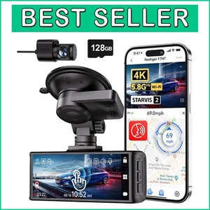 4K Dashcam vorne & hinten mit GPS, Touchscreen & Sprachsteuerung - 128GB inklusive - Bild 1 von 12