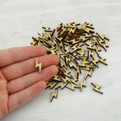 Lightning Bolt Tabletop Confetti Pack of 100 Wood Flash Comic Wizard Party Decor - Image 1 of 4