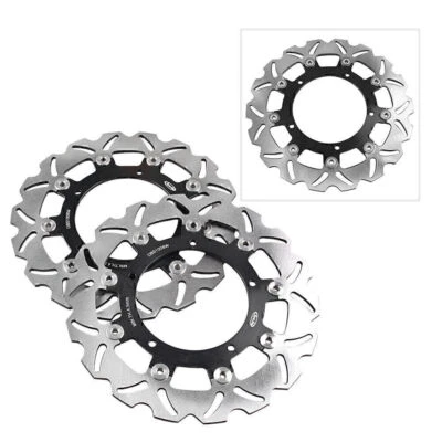 Black Front Brake Disc Rotors For Yamaha XJ6- ABS & YZF R6& FZ6 FAZER S2 MT03 - Image 1 of 4
