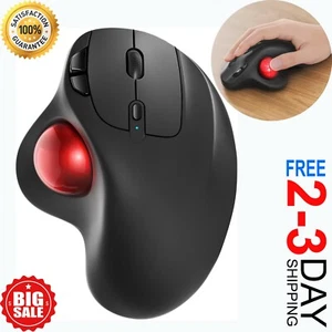 Wireless Trackball Mouse, USB & Bluetooth Rollerball Mouse, Easy Thumb Control - Picture 1 of 8