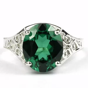 Nano Russian Emerald, 925 Sterling Silver Ladies Ring, SR057 - Picture 1 of 5