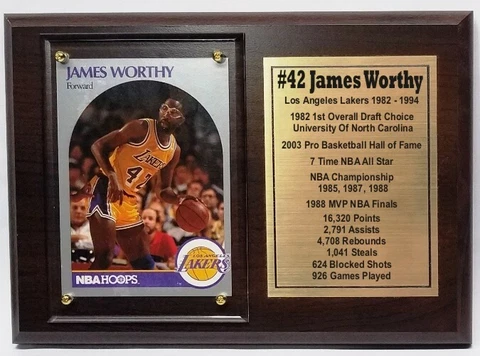 Los Angeles Lakers James Worthy Basketball Card Plaque Cover