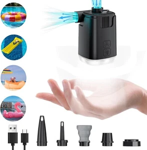 Portable Air Pump for Inflatables, 4000mAh Mini Air Mattress Pump with 5 Nozzles - Picture 1 of 9