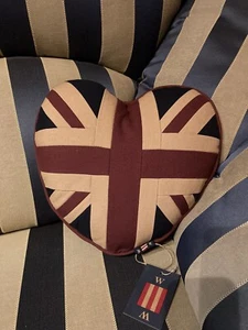 Union Jack Heart Cushion By Woven Magic Tea Dyed - Picture 1 of 8
