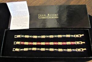 Joan Rivers Classic Collection of 3 Bracelets with Emerald Ruby & Cobalt Colors