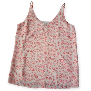 CAbi Animal Print Blouse Size Medium Coral Cream Flirty Tank - Picture 1 of 8