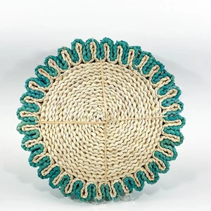 Sigrid Olsen Set Placemats 15” Round Set Of 4 New Beige / Blue - Picture 1 of 5