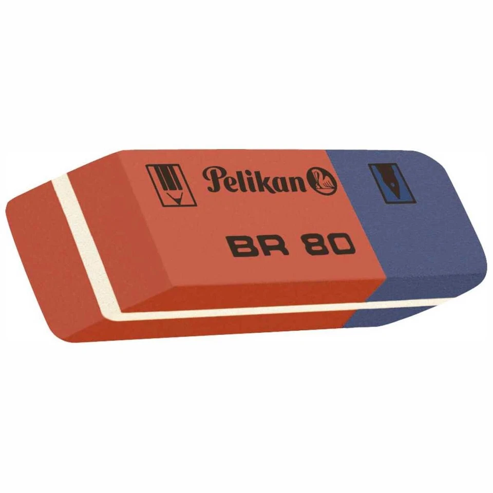 PELIKAN Radiergummi BR80 rot / blau 41 x 8 x 14 mm aus Naturkautschuk