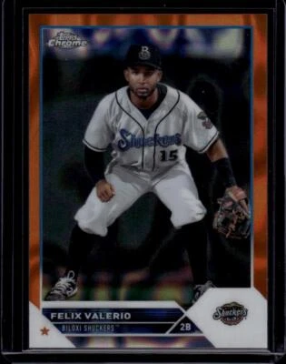 2023 Topps Pro Debut Chrome Refractor Orange Lava #PDC-55 Felix Valerio 09/25 - Image 1 of 2