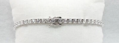 NUEVO Brazalete Tenis Circonita Cúbica Redonda Plata Esterlina Brillante 8" ~ Nuevo  Foto 1 de 4