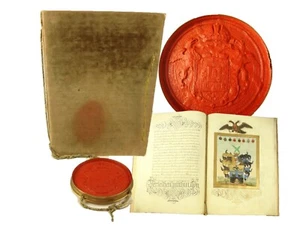 1785 Joseph II Patent of Nobility, large wax seal, heraldic arms for von Koerber - Foto 1 di 12