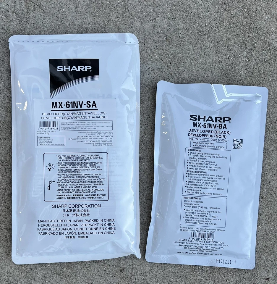 *NEW* GENUINE SHARP MX61-NVSA DEVELOPER (CYAN / YELLOW / MAGENTA) And Black - Image 1 of 1