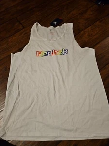 Reebok Men's Size XL White Rainbow Lightweight Workout Tank Burnout Shirt *NWT* - Picture 1 of 6