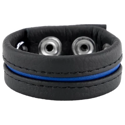 Cockring cuir 3 pressions The Red noir et bleu - Photo 1/3