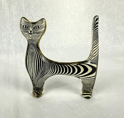Arte de gato de pie Abraham Palatnik vintage Lucite rayas negras Brasil, envío gratuito Foto 1 de 4