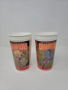 (2) 1994 Sega Eternal Champions 7 Eleven Slurpee Plastic Cups Larcen Tyler Jetta - Bild 1 von 2
