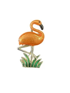 MJ Stamped Flamingo Brooch / Necklace Slide - Picture 1 of 5
